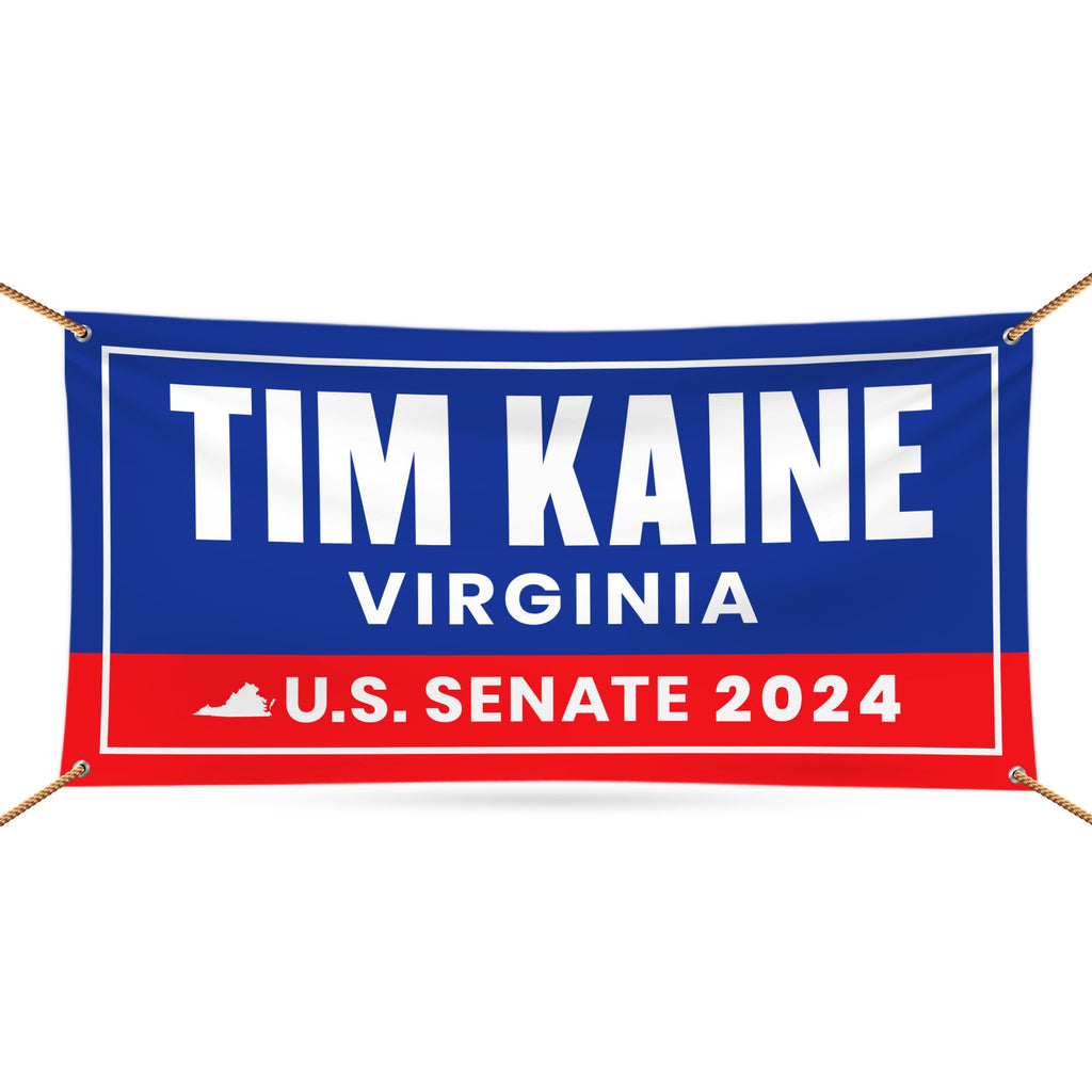 a blue and red banner with the name of the state of virginia