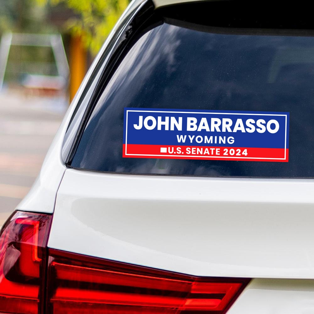 a sticker on the back of a car that says john barrasso wyoming