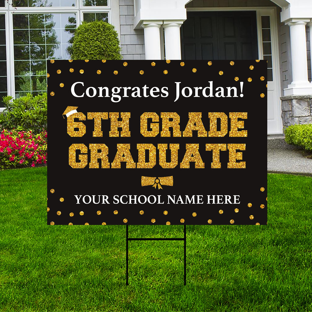 Personalized Elementary Graduation Yard Sign 2024, Middle School Graduate, Class of 2024, Custom Graduation Yard Sign with Metal H-Stake