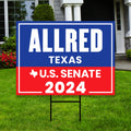 Colin Allred US Senate Yard Sign - Coroplast US Senate Election Colin Allred 2024 Race Red White & Blue Yard Sign with Metal H-Stake