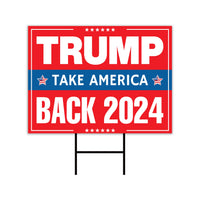 Trump 2024 Yard Sign - Coroplast American Flag Donald Trump For President 2024 Take America Back Yard Sign with Metal H-Stake