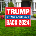 Trump 2024 Yard Sign - Coroplast American Flag Donald Trump For President 2024 Take America Back Yard Sign with Metal H-Stake