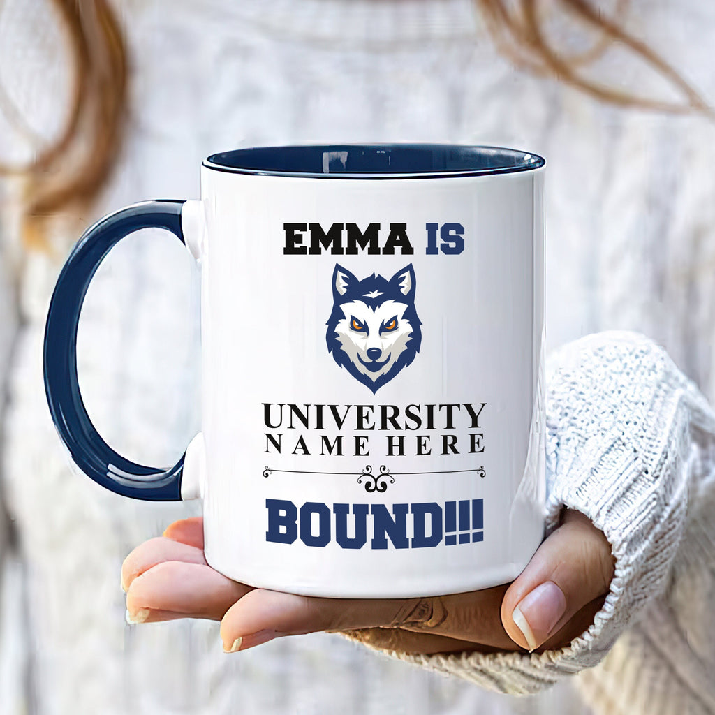 Personalized College Bound Mug - College Graduation, High School Graduation, University Bound, Custom College Logo Mug, Class of 2025 Gifts