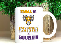 Personalized College Bound Mug - College Graduation, High School Graduation, University Bound, Custom College Logo Mug, Class of 2025 Gifts