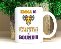 Personalized College Bound Mug - College Graduation, High School Graduation, University Bound, Custom College Logo Mug, Class of 2025 Gifts