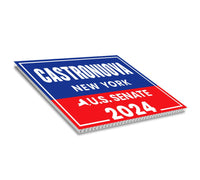 Cara Castronuova US Senate Yard Sign - Coroplast US Senate Election New York 2024 Race Red White & Blue Yard Sign with Metal H-Stake