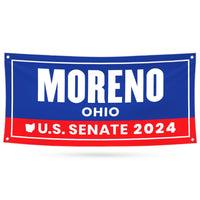 a red, white, and blue banner that says moreno ohio