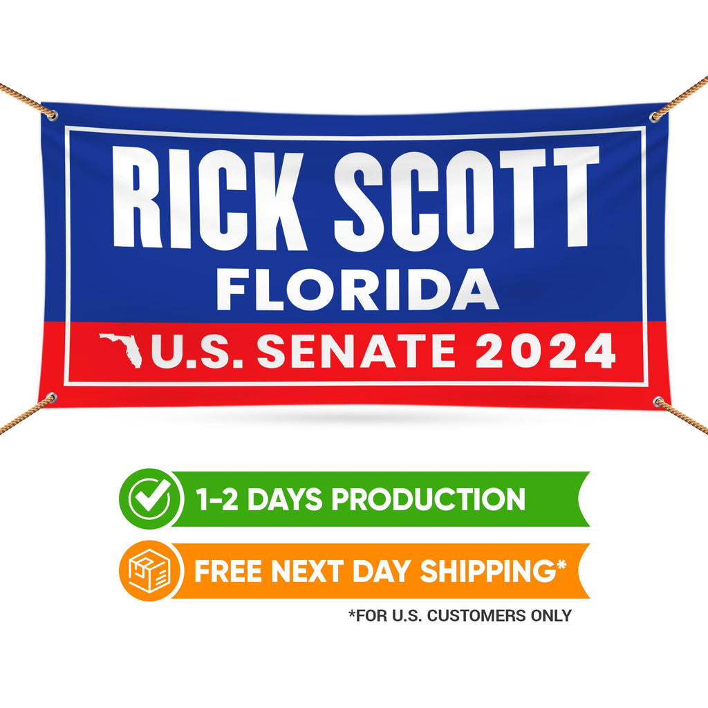 a banner with the words rick scott florida on it