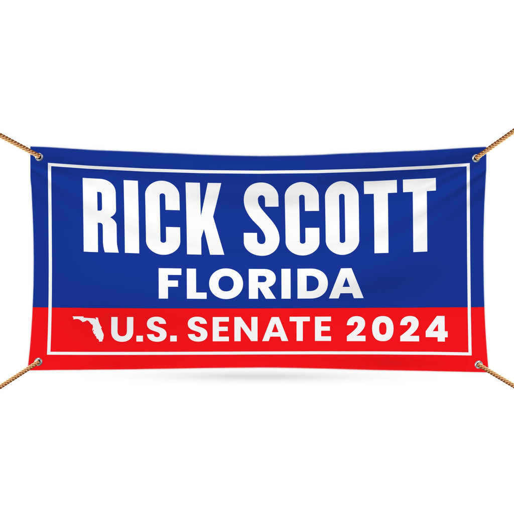 a blue and red banner that says rick scott florida