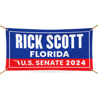 a blue and red banner that says rick scott florida