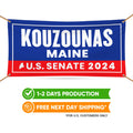 a banner with the words kouzounas maine on it