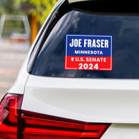 a sticker on the back of a car that says joe fraser minnesota