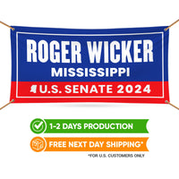 a banner with the name roger wicker mississippi on it