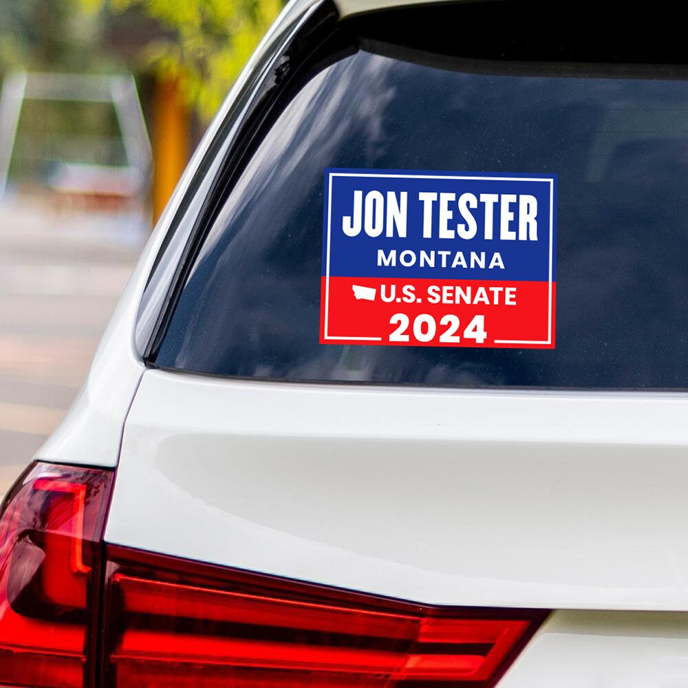a sticker on the back of a car that says jon tester montana