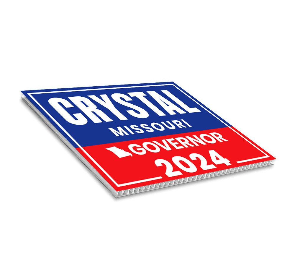 a red, white and blue book with the words crystal missouri on it