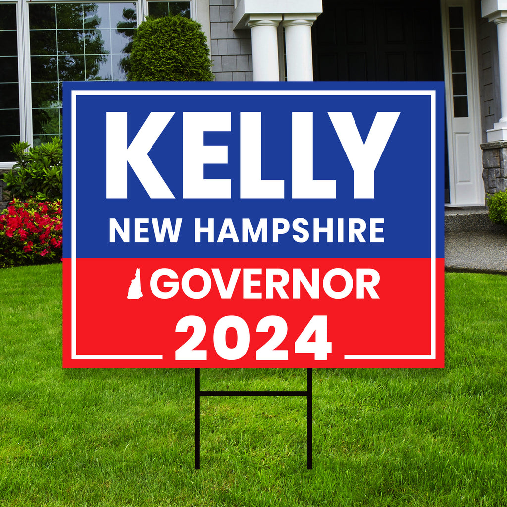Kelly Ayotte For New Hampshire Governor Yard Sign - Coroplast 2024 Governor Elections Race Red White & Blue Yard Sign with Metal H-Stake