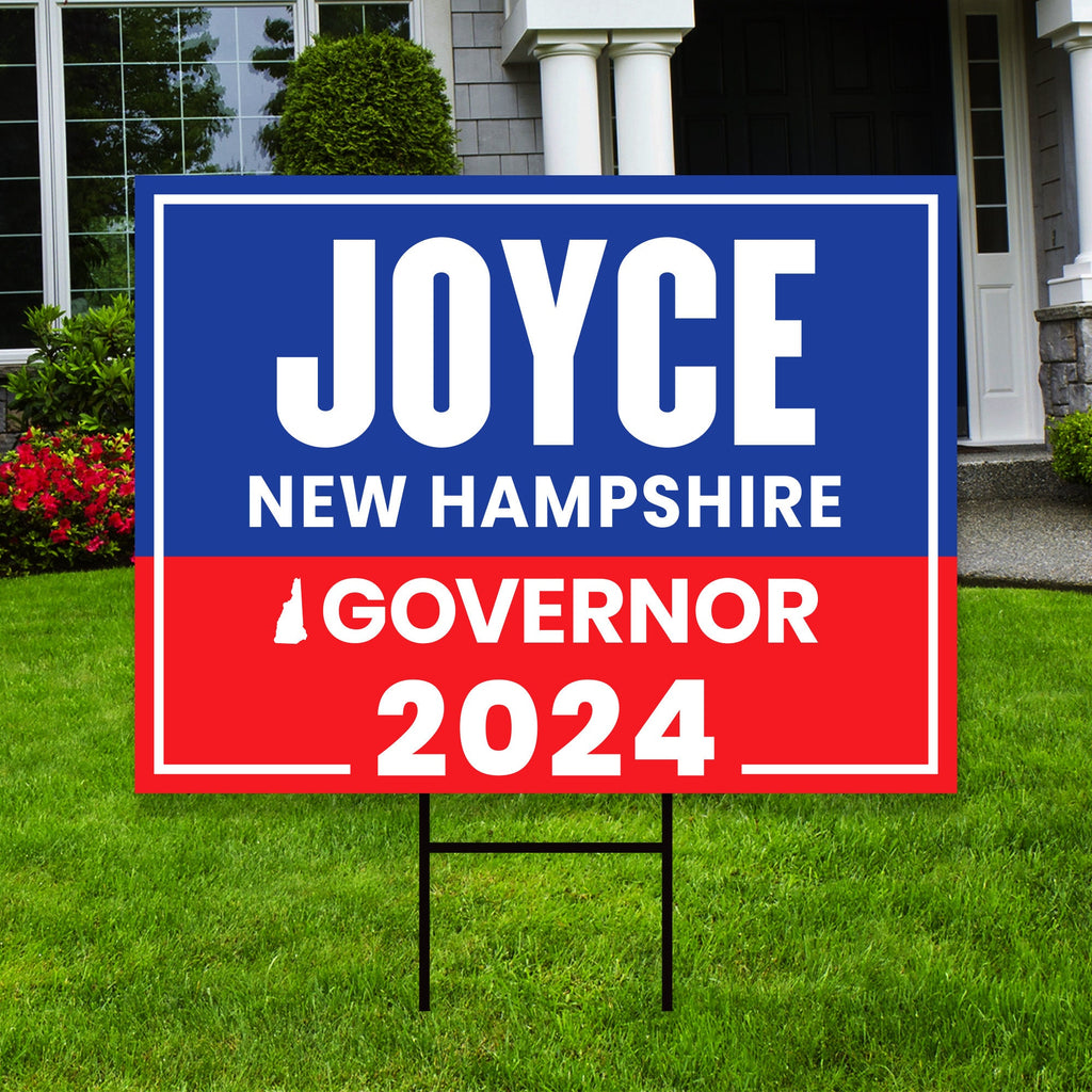 Joyce Craig For New Hampshire Governor Yard Sign - Coroplast 2024 Governor Elections Race Red White & Blue Yard Sign with Metal H-Stake
