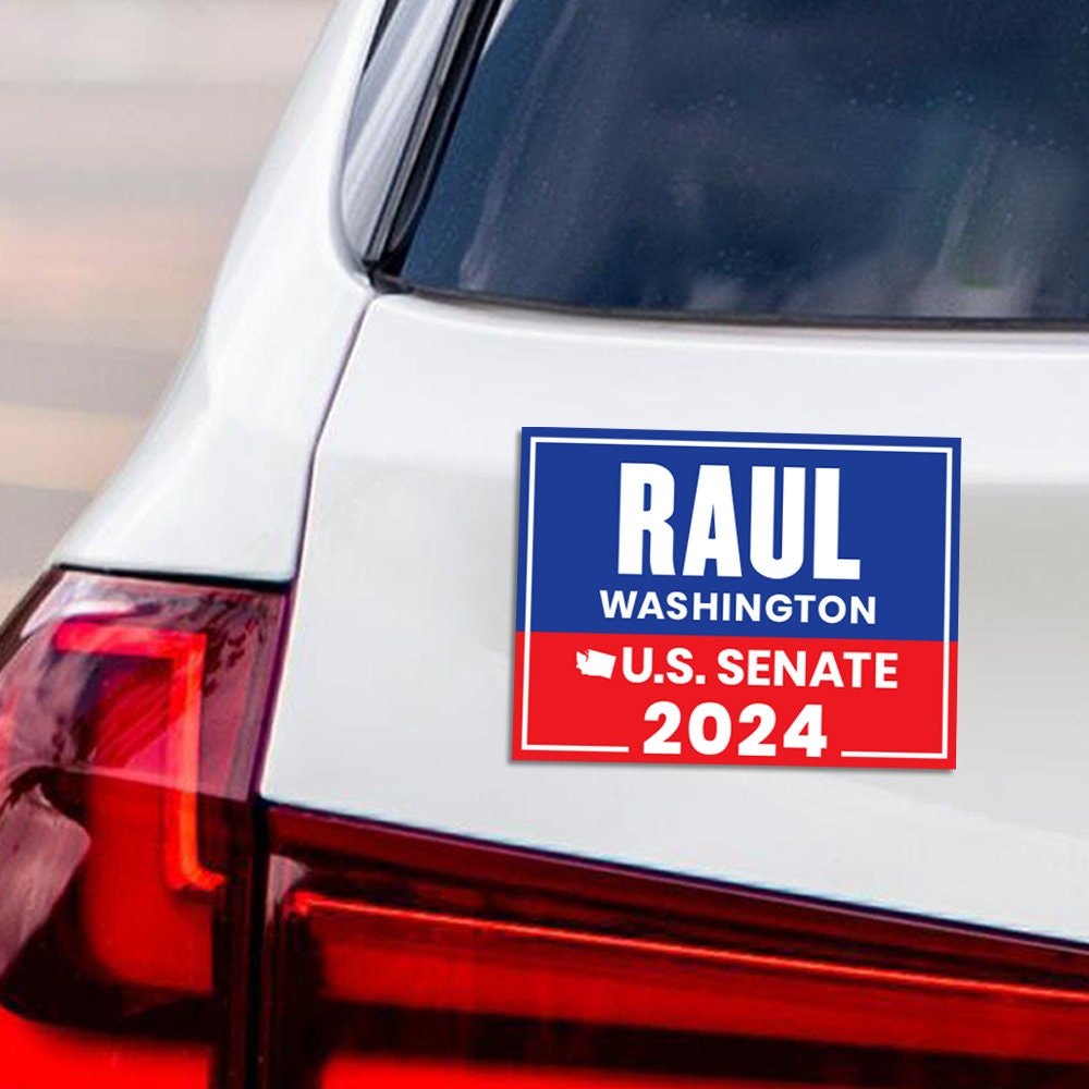 a bumper sticker on the back of a car