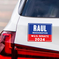 a bumper sticker on the back of a car