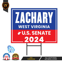 a sign with the name of a political campaign