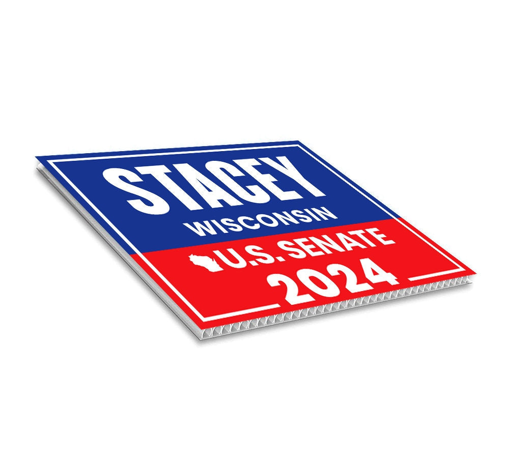 a red, white and blue sign that says stage wisconsin
