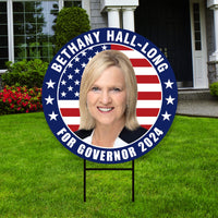 Bethany Hall-Long For Delaware Governor Yard Sign - Coroplast 2024 Governor Elections Race Red White & Blue Yard Sign with Metal H-Stake