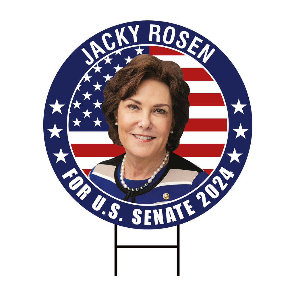 Jacky Rosen US Senate Yard Sign - Coroplast US Senate Election Nevada 2024 Race Red White & Blue Yard Sign with Metal H-Stake