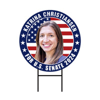 Katrina Christiansen US Senate Yard Sign - Coroplast US Senate Election North Dakota 2024 Race Red White & Blue Yard Sign with Metal H-Stake