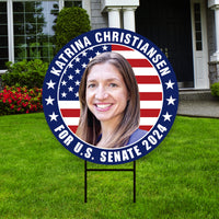 Katrina Christiansen US Senate Yard Sign - Coroplast US Senate Election North Dakota 2024 Race Red White & Blue Yard Sign with Metal H-Stake
