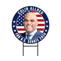 Colin Allred US Senate Yard Sign - Coroplast US Senate Election Colin Allred 2024 Race Red White & Blue Yard Sign with Metal H-Stake