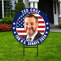 Ted Cruz US Senate Yard Sign - Coroplast US Senate Election Ted Cruz 2024 Race Red White & Blue Yard Sign with Metal H-Stake