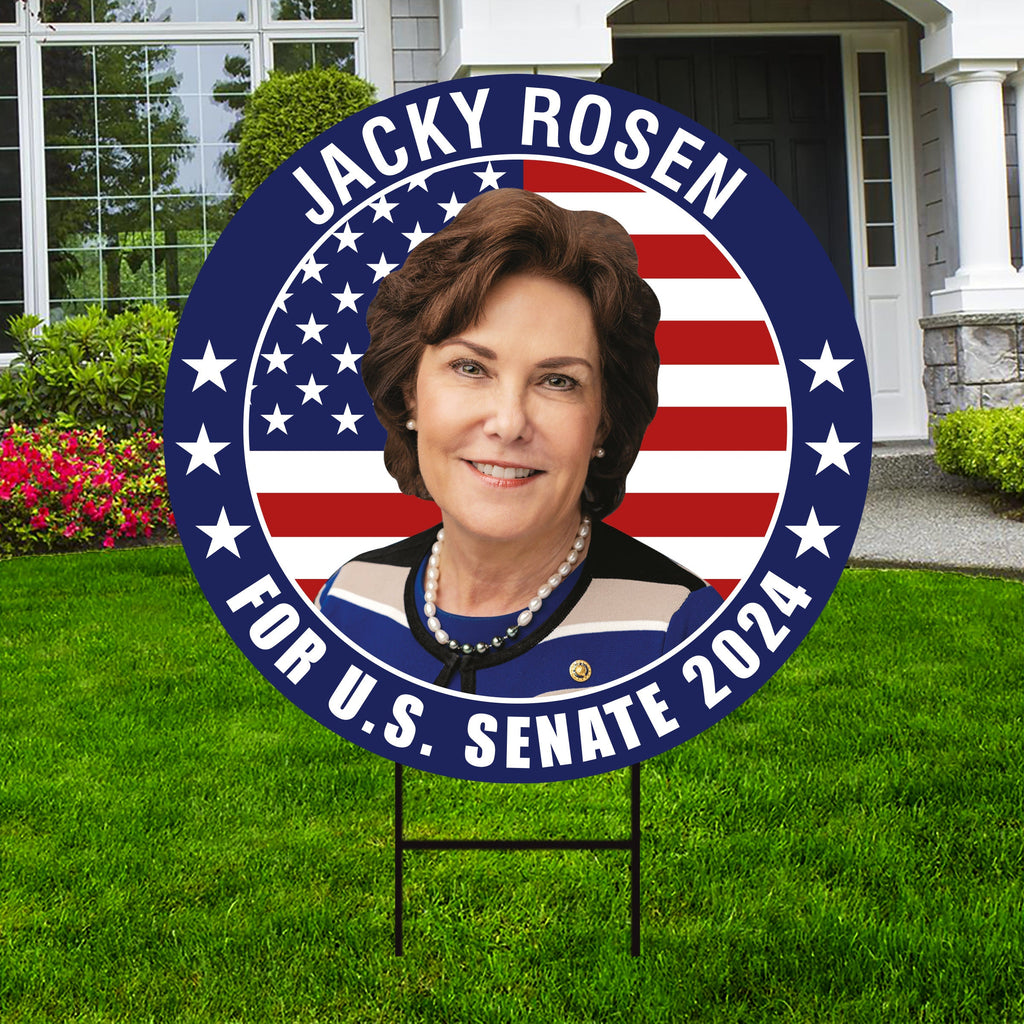 Jacky Rosen US Senate Yard Sign - Coroplast US Senate Election Nevada 2024 Race Red White & Blue Yard Sign with Metal H-Stake