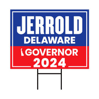 Jerrold Price For Delaware Governor Yard Sign - Coroplast 2024 Governor Elections Race Red White & Blue Yard Sign with Metal H-Stake