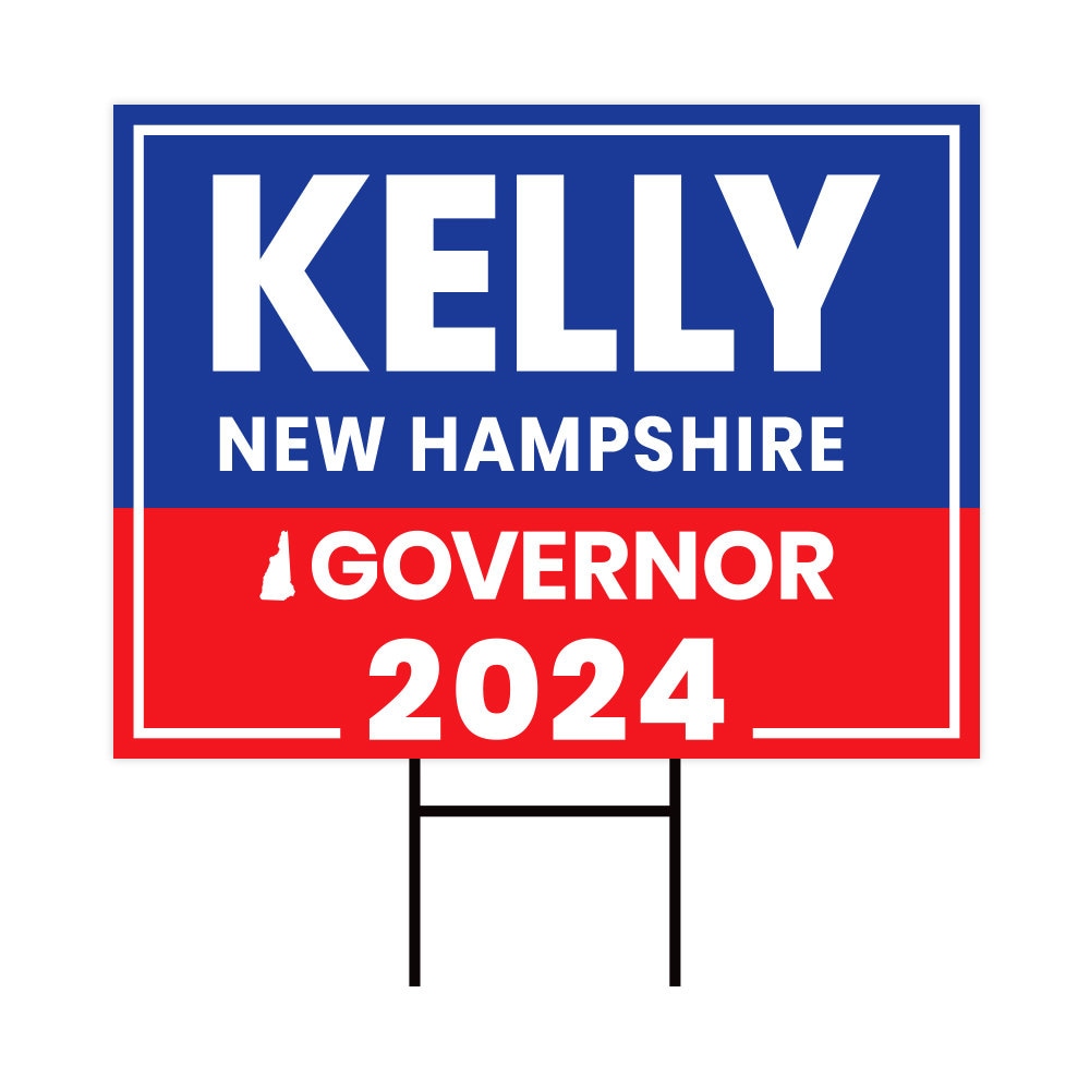 Kelly Ayotte For New Hampshire Governor Yard Sign - Coroplast 2024 Governor Elections Race Red White & Blue Yard Sign with Metal H-Stake