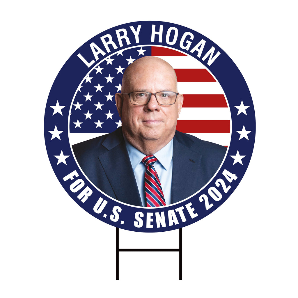 Larry Hogan US Senate Yard Sign - Coroplast US Senate Election Maryland 2024 Race Red White & Blue Yard Sign with Metal H-Stake