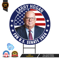 Larry Hogan US Senate Yard Sign - Coroplast US Senate Election Maryland 2024 Race Red White & Blue Yard Sign with Metal H-Stake