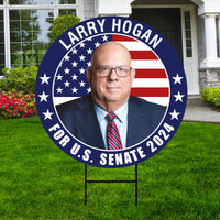 Larry Hogan US Senate Yard Sign - Coroplast US Senate Election Maryland 2024 Race Red White & Blue Yard Sign with Metal H-Stake