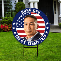 Hung Cao US Senate Yard Sign - Coroplast US Senate Election Virginia 2024 Race Red White & Blue Yard Sign with Metal H-Stake