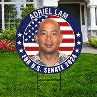 Adriel Lam US Senate Yard Sign - Coroplast US Senate Election Hawaii 2024 Race Red White & Blue Yard Sign with Metal H-Stake