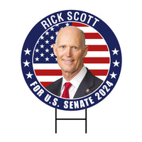 Rick Scott US Senate Yard Sign - Coroplast US Senate Election Florida 2024 Race Red White & Blue Yard Sign with Metal H-Stake