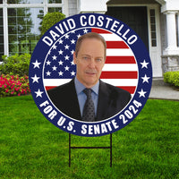 David Costello US Senate Yard Sign - Coroplast US Senate Election Maine 2024 Race Red White & Blue Yard Sign with Metal H-Stake