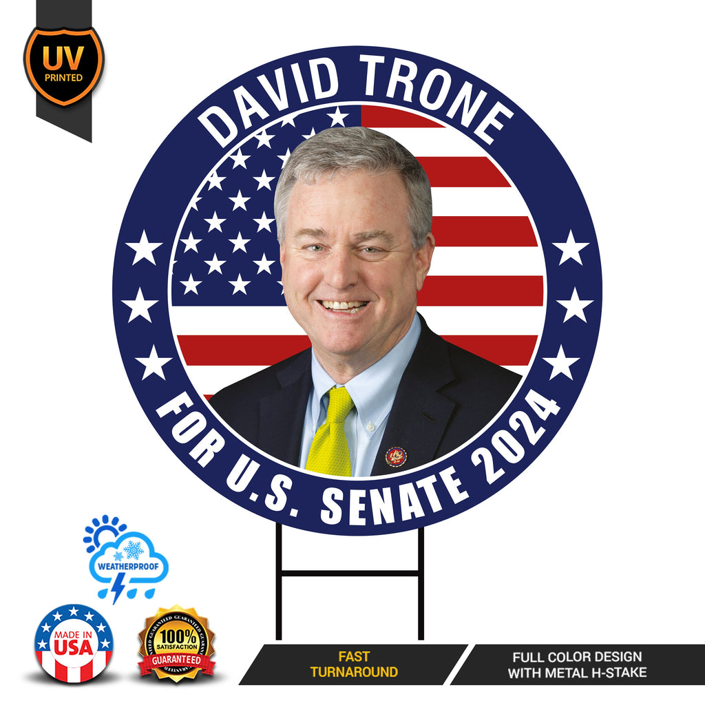 David Trone US Senate Yard Sign - Coroplast US Senate Election Maryland 2024 Race Red White & Blue Yard Sign with Metal H-Stake