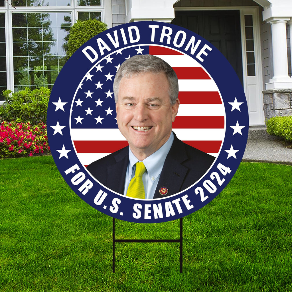 David Trone US Senate Yard Sign - Coroplast US Senate Election Maryland 2024 Race Red White & Blue Yard Sign with Metal H-Stake