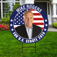 Mike Rogers US Senate Yard Sign - Coroplast US Senate Election Michigan 2024 Race Red White & Blue Yard Sign with Metal H-Stake