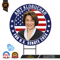 Amy Klobuchar US Senate Yard Sign - Coroplast US Senate Election Minnesota 2024 Race Red White & Blue Yard Sign with Metal H-Stake