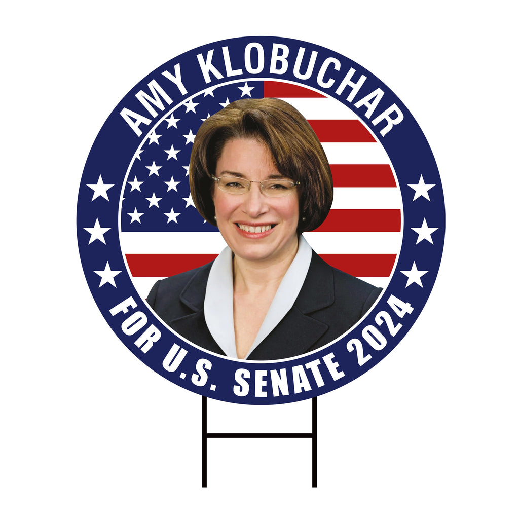 Amy Klobuchar US Senate Yard Sign - Coroplast US Senate Election Minnesota 2024 Race Red White & Blue Yard Sign with Metal H-Stake