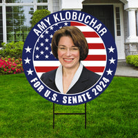 Amy Klobuchar US Senate Yard Sign - Coroplast US Senate Election Minnesota 2024 Race Red White & Blue Yard Sign with Metal H-Stake