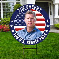 Tim Sheehy US Senate Yard Sign - Coroplast US Senate Election Montana 2024 Race Red White & Blue Yard Sign with Metal H-Stake