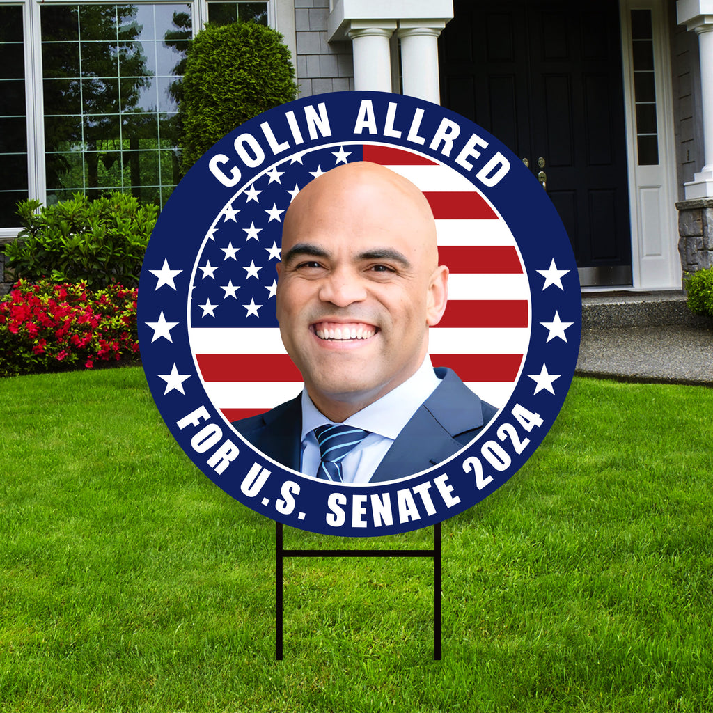 Colin Allred US Senate Yard Sign - Coroplast US Senate Election Colin Allred 2024 Race Red White & Blue Yard Sign with Metal H-Stake