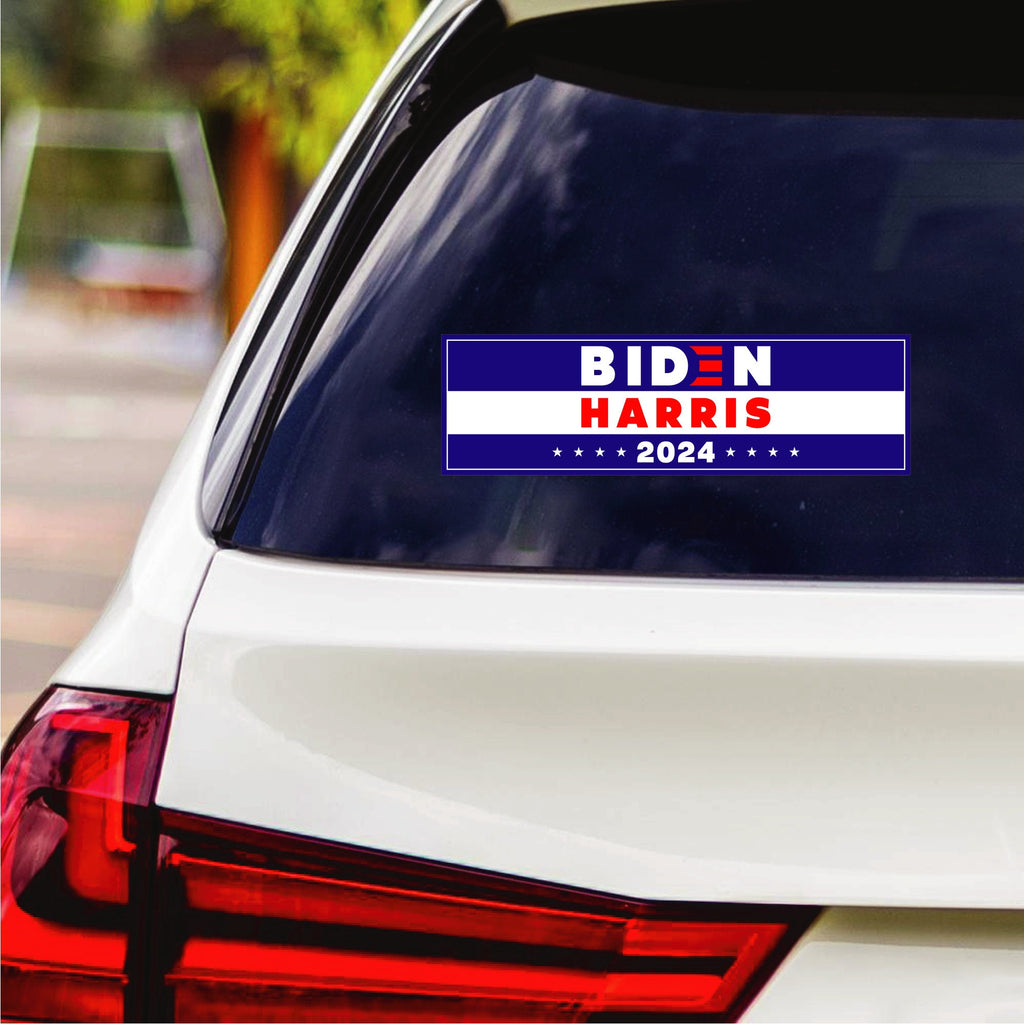 Biden Harris 2024 Sticker Vinyl Decal, Biden for President 2024 Vinyl Sticker, Biden Harris 2024 Bumper Sticker - 10" x 3"
